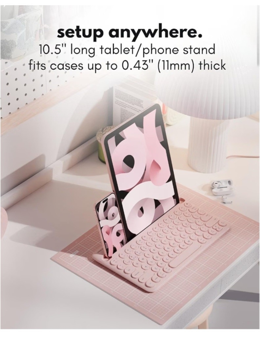 Pink Tablet Keyboard - Compatible Wireless Bluetooth Keyboard - Picture 3 of 8